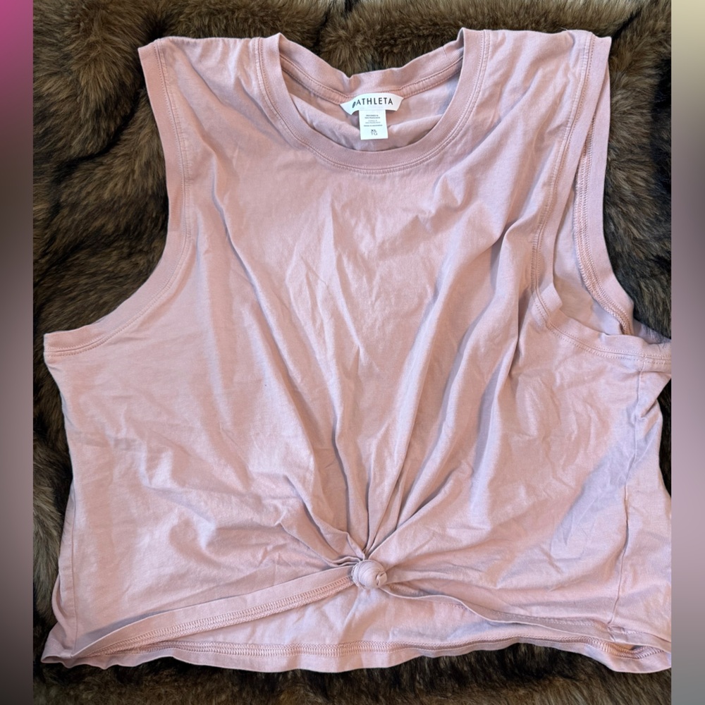 Athleta Dusty Rose Knot-Front Muscle Tee